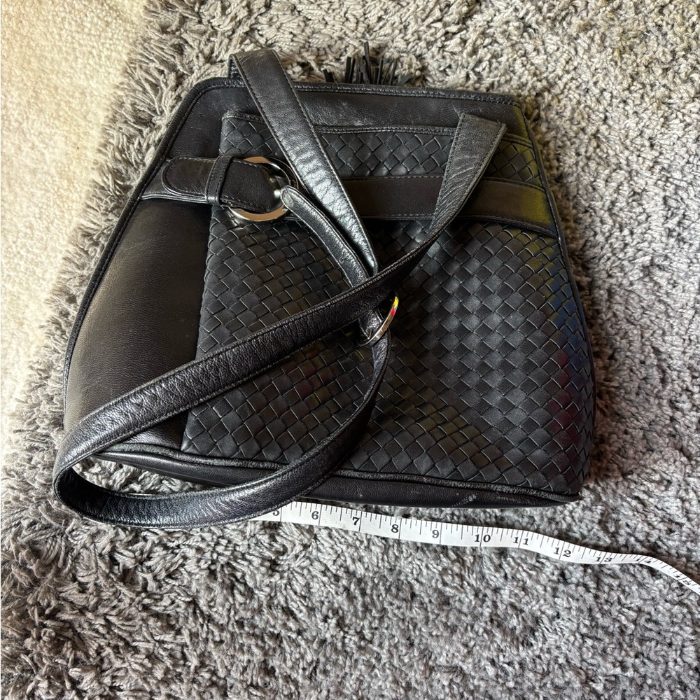 Chic Black Woven Shoulder Bag